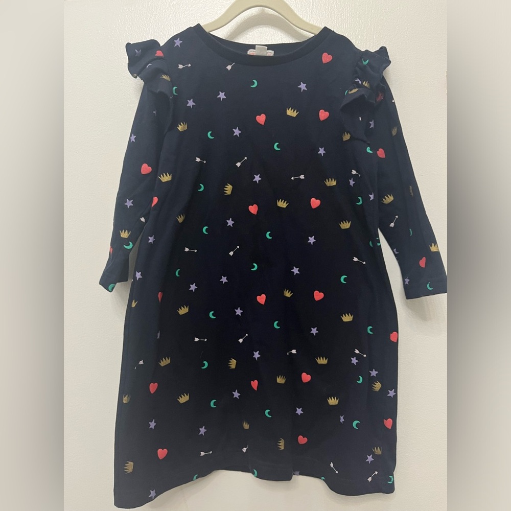 Crewcuts navy blue dress with stars moon hearts size 10